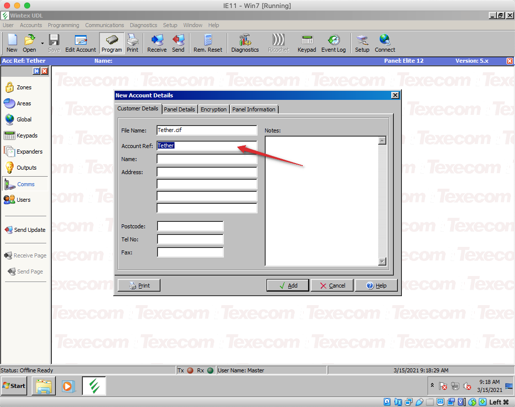 Wintex account details