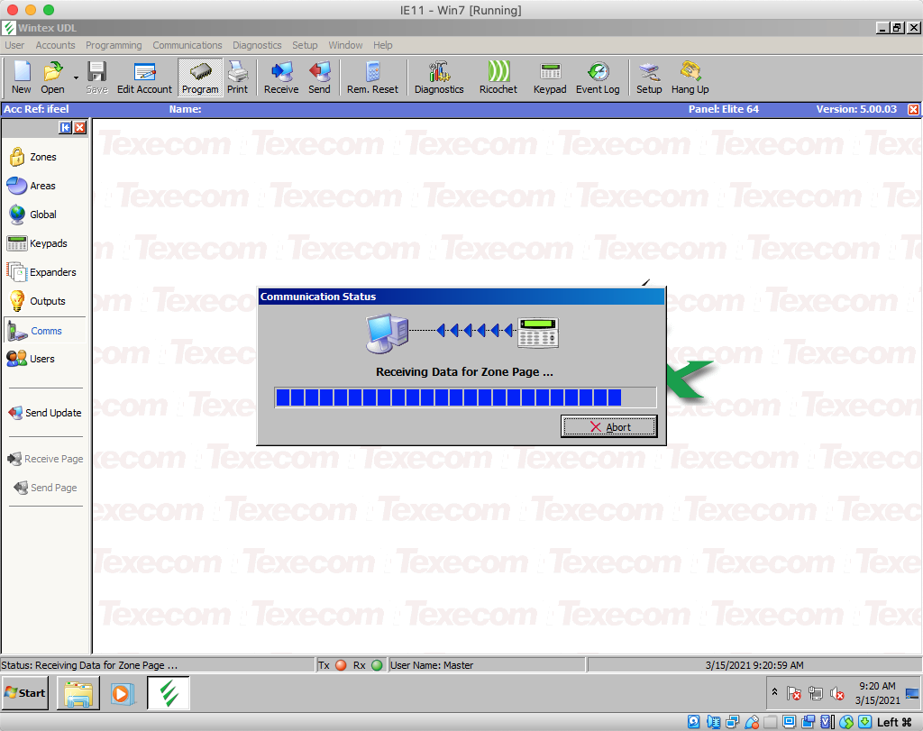 Wintex receiving settings