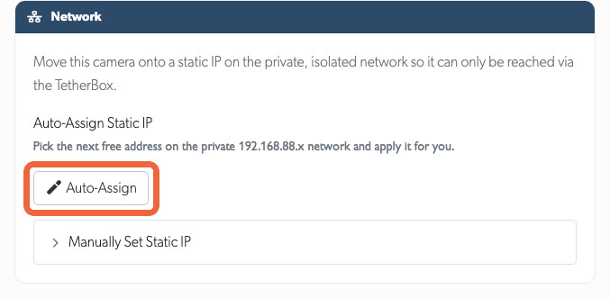The Network section with Auto-Assign highlighted