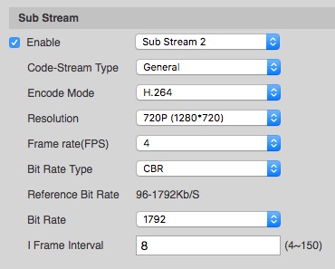 Dahua substream settings