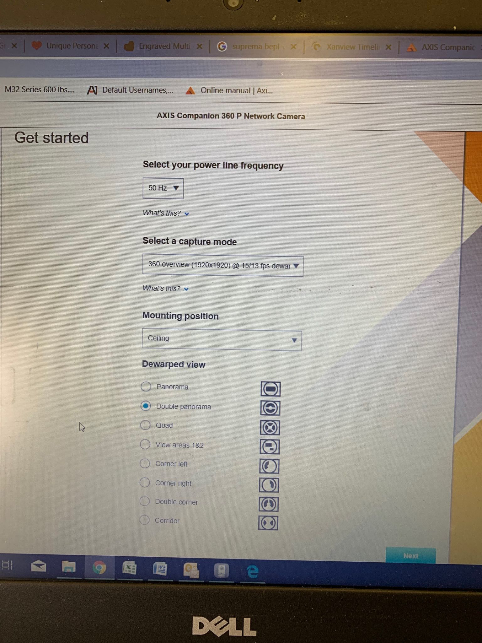 AXIS Companion 360 P dewarped view options