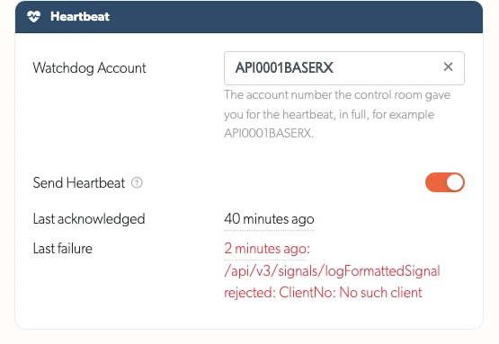 A control room account whose last heartbeat was refused