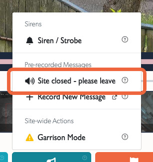 Playing a pre-recorded message from the Deterrence menu