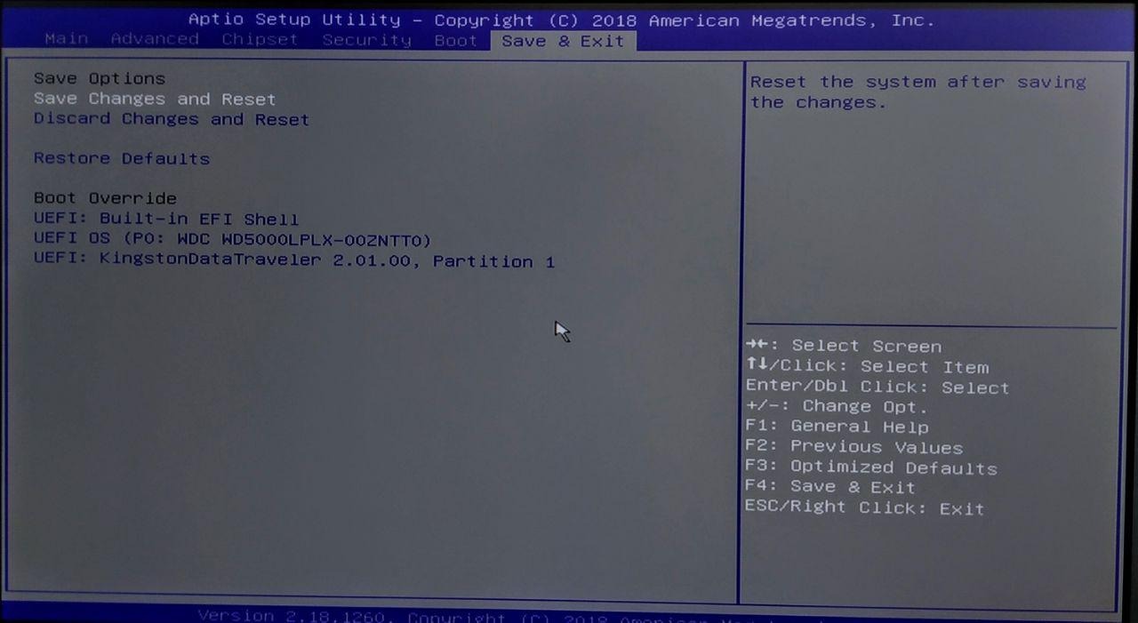 BIOS Save & Exit menu